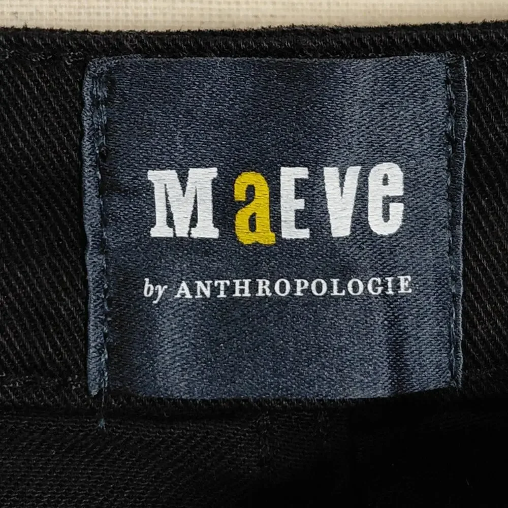 Maeve by Anthropologie Black Wide Leg Denim Jeans Women Size 29